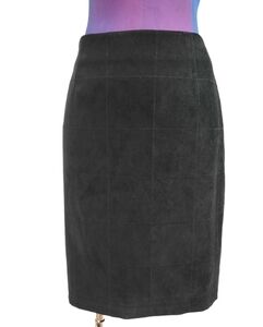 Talbots Faux Suede Pencil Skirt Black Patchwork Size 2‎ Women's